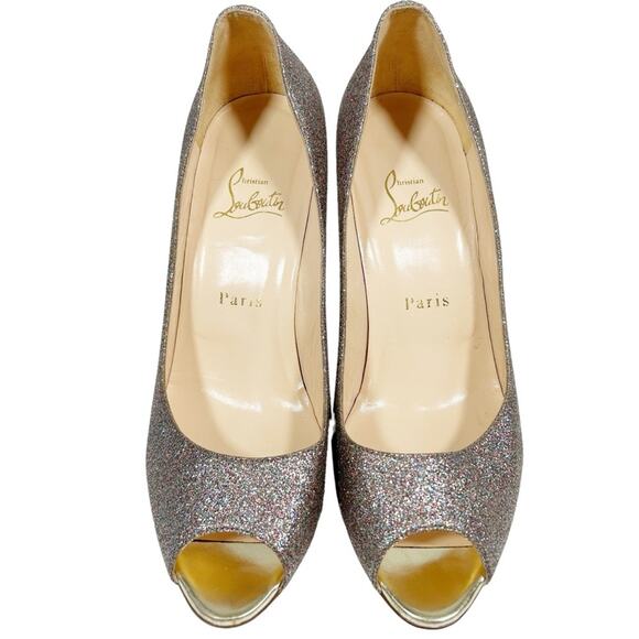 CHRISTIAN LOUBOUTIN Peep Toe Glitter Heels - Picture 5 of 11